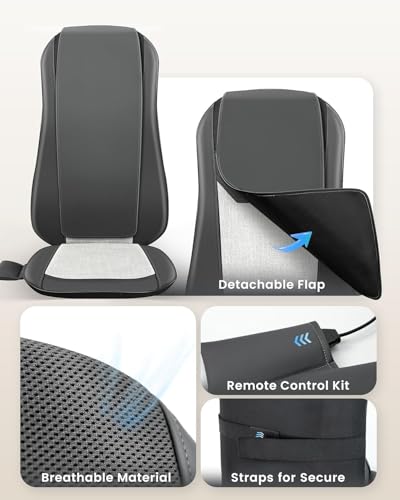 Image of COMFIER Shiatsu Full Back Massager for Chair with Heat, with 2 Shiatsu Speeds,Heated Chair Massage Pad with Spot,Seat Cushion,Neck Massager,for Home Office use,Gifts for Women Men Mom Dad