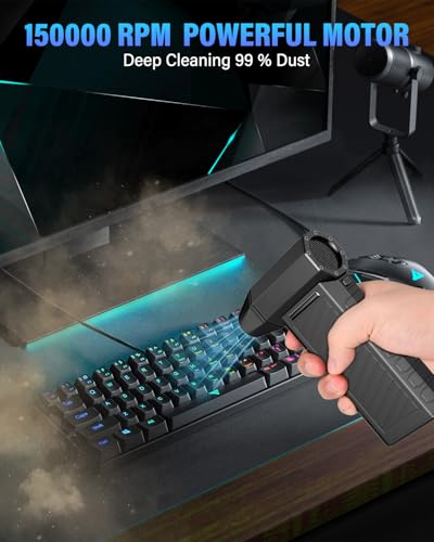 Elektrische Staubgebläse Druckluftspray, 150000 U/min Höhe Geschwindigkeit Dust Blower, Mini Compressed Air Duster PC Reinigungsset Mit 8000mah Akku für Laptop, Tastatur, Auto, Bürogeräte, Sofa