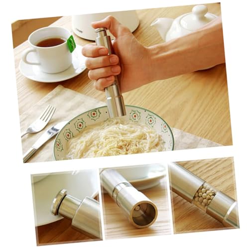 KICHOUSE Pepper Crusher Manual Pepper with Salt Shaker Silver Pepper Mill