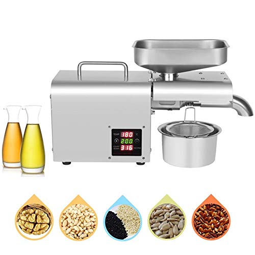 TAISK Automatic Electric Oil Press Machine, Food Grade Stainless Steel Cold/Hot Expeller Healthy Oil Extractor Commercial&Home for Corn Coconut Peanut Sunflower Seeds 3-6Kg/H,220V