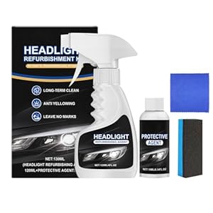 Car Headlight Restoration Kit, New Headlight Cleaner and Coating for Cars, Automotive Headlights Restoration Kit with Sponge and Towel, Removing Yellowing Oxidized