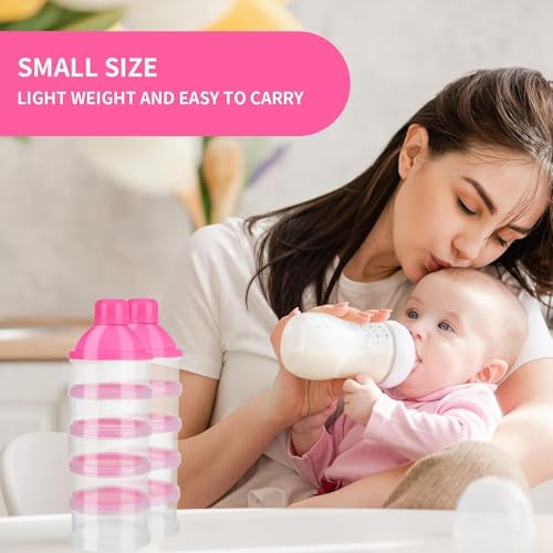 Image of Stackable Baby Milk Powder Dispenser, 5-Layer BPA-Free Formula Storage Container, Portable, Non-Spill Snack Cup for Travel & Home, Food-Grade Multipurpose Baby Food Organizer (Pink)