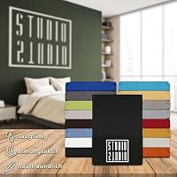 STUDIO Basic Spannbettlaken 160x200cm – Jersey-Spannbetttuch aus 100 % gekämmter Baumwolle – Anthrazit – Öko-Tex Zertifiziert, bügelfrei & elastisch – für Matratzen 15–25 cm – Ansicht 6