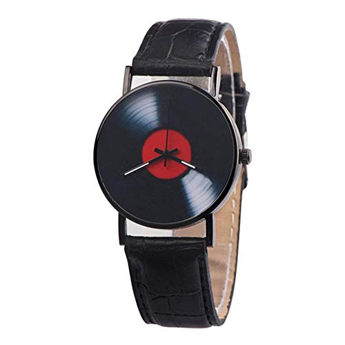 ITVIP Vinilo Retro Record nostálgico Esfera Reloj de cuarzo casual unisex Correa 245mm Negro ITVIP Vinilo Retro Record nostálgico Esfera Reloj de cuarzo casual unisex Correa 245mm Negro
