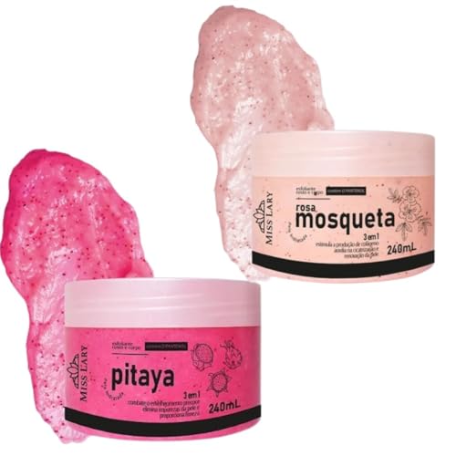 Kit Esfoliante Corpo e Rosto Pitaya e Rosa Mosqueta Com D' Pantenol