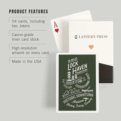 Lantern Press Lock Haven Pennsylvania Baraja Poker 52 Cartas miniatura 3