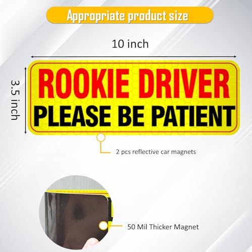 Image of Rookie Driver Signs - Reflective New Driver Magnet, Please Be Patient