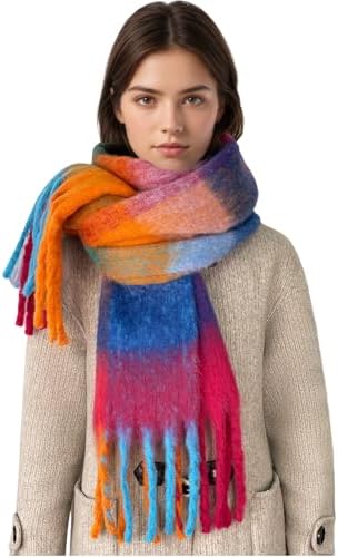 Beurlike Winter Scarf for Women Chunky Warm Thick Tassel Blanket ...