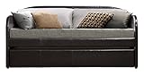 Homelegance Roland PU Leather Upholstered Daybed with Trundle, Twin, Dark Brown