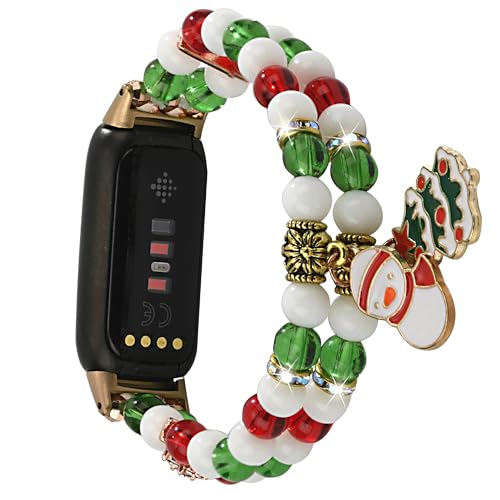 Image of Wongeto Compatible with Fitbit Luxe Bands,Fashion Handmade Elastic Stretch Pearl Bracelet Women Replacement Strap for Fitbit Luxe accssorises