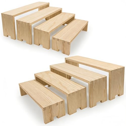 Yikaroeli 2 Set Large Wood Display Risers Display Stands Wooden