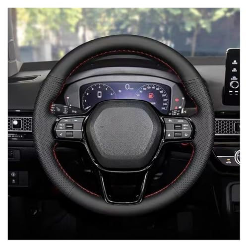 ズ ステアリングカバ シビック用 11 XI用 2021-2022 カスタマイズラップ編み込み滑り止めマイクロファイバーカーステアリングホイールカバー ハンドルカバー(Red Thread)