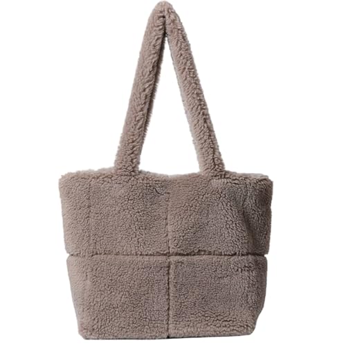 Sac à main d'hiver en peluche gris fourre-tout chaud