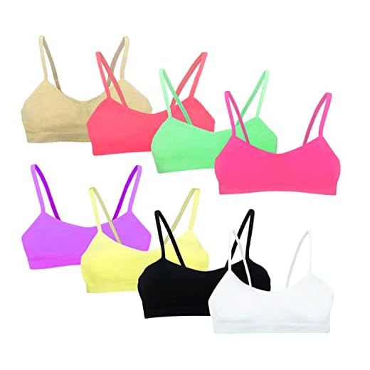 NAME IT Kinder Bustier NKFSHORT Doppelpack, Organic Cotton 5 MRCC 3/6/8er Pack Mädchen Bustier Trainings-BH Nahtloser Sport-BH Nicht gepolstert mit Spaghettiträger (146-158, 8er Modell 1), 17000