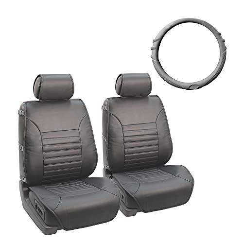 Fh Group Car Seat Covers Multifunctional Quilted Leather Seat Cushions Front Set With Gift – Universal Fit For Cars Trucks & Suvs (Gray) Pu206102 #TOP18
