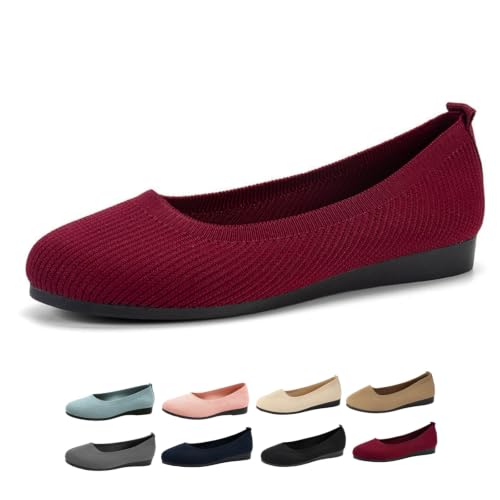 Ballerines plates en tricot souple et talon compensé bas pour marcher sans douleur