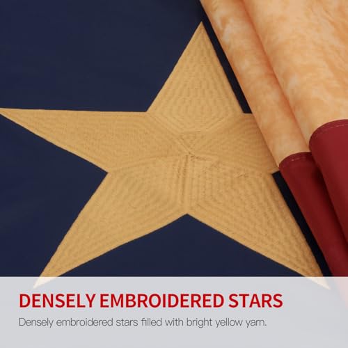 ANLEY Vintage Style Tea Stained US National Pleated Fan Flag 1.5x3 Foot - Embroidered Stars and Sewn Stripes - 4 Rows of Lock Stitching - Antiqued Pleated Fan Flags with Brass Grommets 1.5 X 3 Ft by Anley - Used condition - Image 3