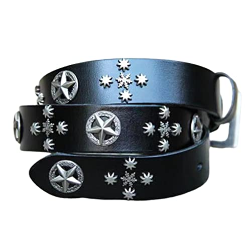 Ceinture Cloutée en Métal Gothique en Cuir de Vache Artisanal Noir