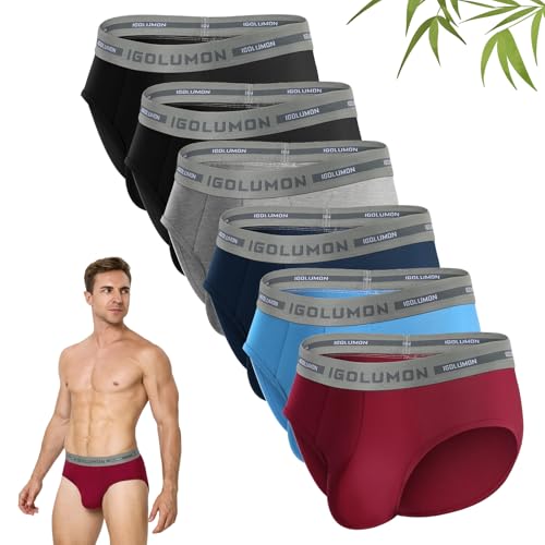 Catálogo para Comprar On-line Trusa Hombre los más solicitados. 43 IGOLUMON Trusas para Hombre 6 Piezas, Briefs Hombre de Bambú Rayón Transpirable, Trusa Sin Etiquetas, con Pouch 3D Ergonómico