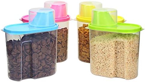 Taylor & Brown 4 Piece Set of Plastic Kitchen Storage Box Dry Food Dispenser Container 1.9L with Air Tight Lid Ideal for Cereals, Rice, Pasta and Much More