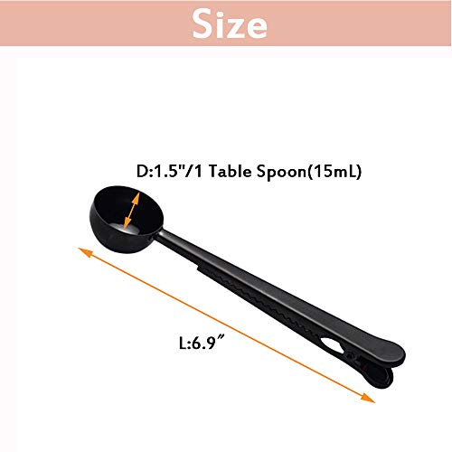 Coffee Scoop With Clip,2 In 1 Stainless Steel 1 Tbsp Ground Measuring Spoon With Bag Clip For Coffee Tea(3, Black) #TOP1