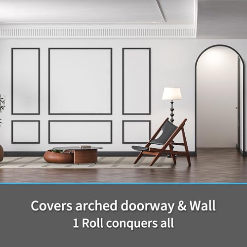 Image of Art3d 30 ft Flexible Peel and Stick Crown Molding Trim, Wall Decor, Black