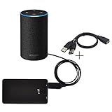 Salida - 15V DC. MERES cable de alimentación USB para Amazon echo , banco de alimentación USB conectar cable para Amazon echo , hacer el eco portátil (Negro)