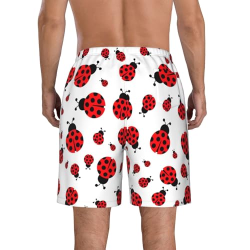 WURTON Ladybug Print Men's Swim Trunks Quick Dry Beach Shorts with Pockets Lining Swimwear Bathing Shorts3
