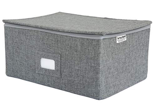 In This Space Large Twill Grey Box with Zipper Lid; Soft Cloth Liner - 15