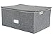 Large Twill Grey Box With Zipper Lid; Soft Cloth Liner - 15" X 11" X 7" Tall