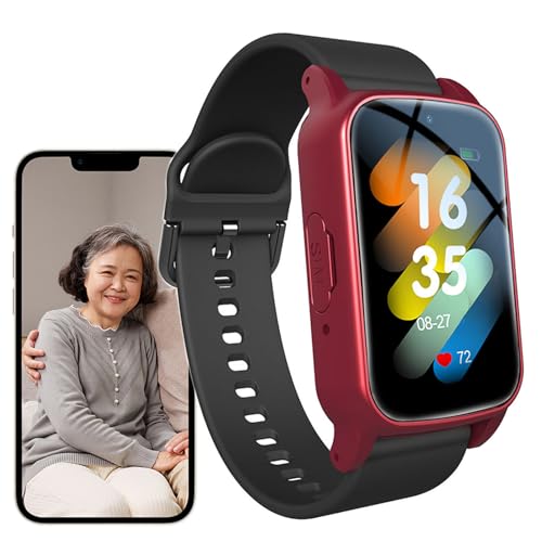 Weyot Reloj Localizador Personas Mayores Reloj Inteligente con Detector de Caídas, Aviso de caída, Botón SOS, Localizador GPS para Personas Mayores o AlzheimerRed,One Size