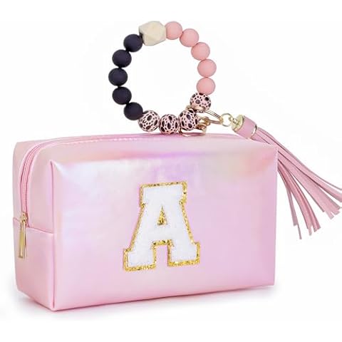 JUANANIUG Cute Travel Makeup Bag for Women - Pink Cosetic Bag Organizer - Small Toiletry Bag for Girls Cover