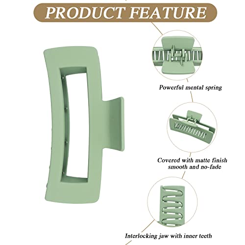 4 Pack Extra Large Hair Claw Clips For Women, 5'' Hair Clips For Thick And Long Hair, 90'S Non-Slip Square Jaw Clips For Curly Hair, Strong Hold Bright Hair Clamps(Yellow, Blue, Green, Rose Red) #TOP5