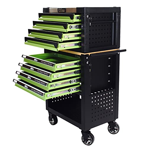 Werkstattwagen Profi Compact Massive Holzplatte mit 4 Schubladen inkl. Stauraum leer + Werkzeugkiste Werkstattwagen Aufsatz 4 Schubladen leer – Bild 3