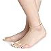 Floreo 10k Two Tone Gold 4mm Curb Cuban Chain Ankle Bracelet Anklet with White Pave, 10 Inch