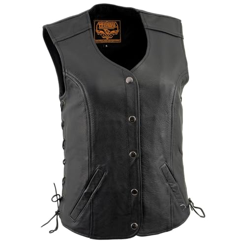 Image of Milwaukee Leather Women's Premium Classic Leather Motorcycle Rider Vest w /Adjustable Side Laces