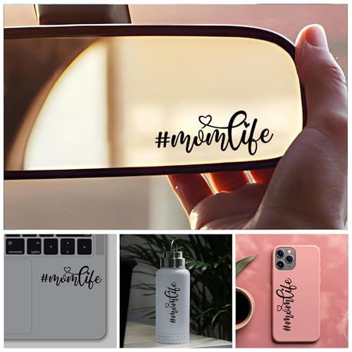 Image of Miarita 3X Mom Life Car Decal - Cute Vinyl Sticker for Rearview Mirror, Laptop, Bottle, Window - Mother's Day Gift - Car Stickers and Decals for Women, Aesthetic Car Accessories - 1.53x4 in Black