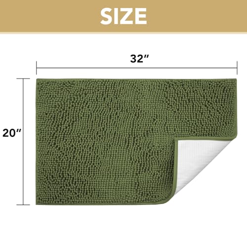 Image of H.VERSAILTEX Dog Door Mat for Muddy Paws Absorbent Dirt Trapper Non Slip Quick Dry Washable Chenille Mats for Dogs Entry Rug for Indoor Outdoor (Green, 20 inch x 32 inch)