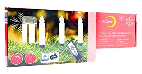 Preisvergleich Produktbild LightZone 15 x Kabellose Christbaumkerzen inkl. Batterien