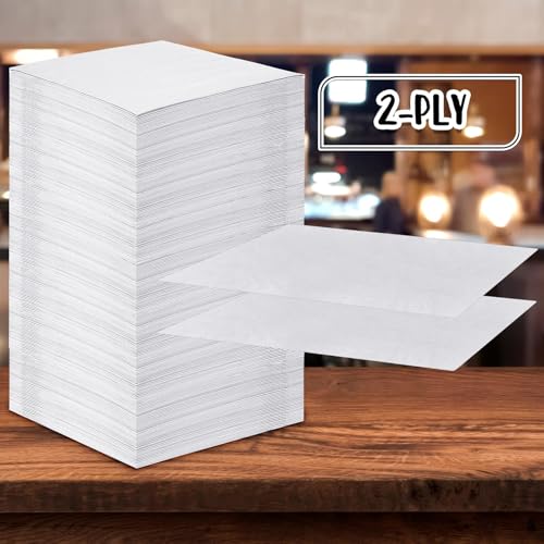 Image of Henoyso 1000 Pack 2 Ply 9.8 x 9.8 Inch White Cocktail Napkins Bulk