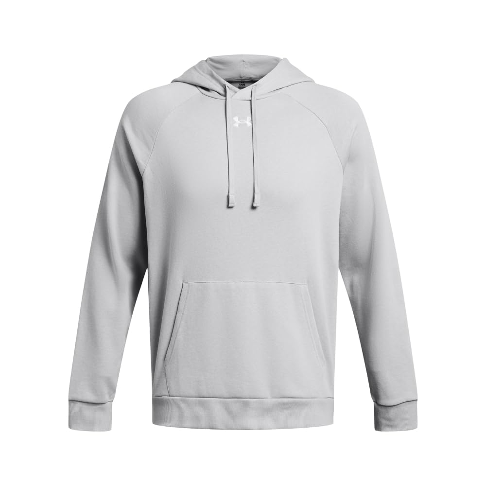 Under Armour Men's Rival Fleece Hoodie Sweatshirt, (011) Mod Grey/White, L