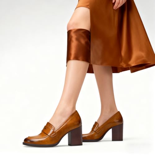 Image of SHODENSE Women Vintage Chunky Heel Loafers Pumps Platform Round Closed Toe Oxford Shoes Burnished Patent Matte Suede Slip On Dress Loafer Block Stacked Heels Office Formal Work Business 4-11 M US
