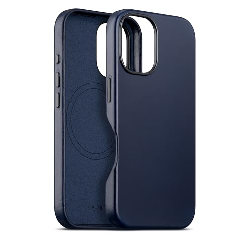 Étui en cuir iPhone 16 MagSafe maogoam premium bleu