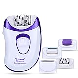 Hair Epilator, CHAINER 5 in 1 Electric Hair Removal Rechargeable Razor Women Bikini Trimmer Cordless Lady Shaver Callus Remover with 5 Extra Attachment Hair Care US Plug (Purple)