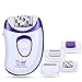 Callus Remover CHAINER 5 in 1 Rechargeable Women Razor Bikini Trimmer Hair Removal Epilator Cordless with 5 Extra Attachment for Feet and Hair Care US plug (White+Purple)