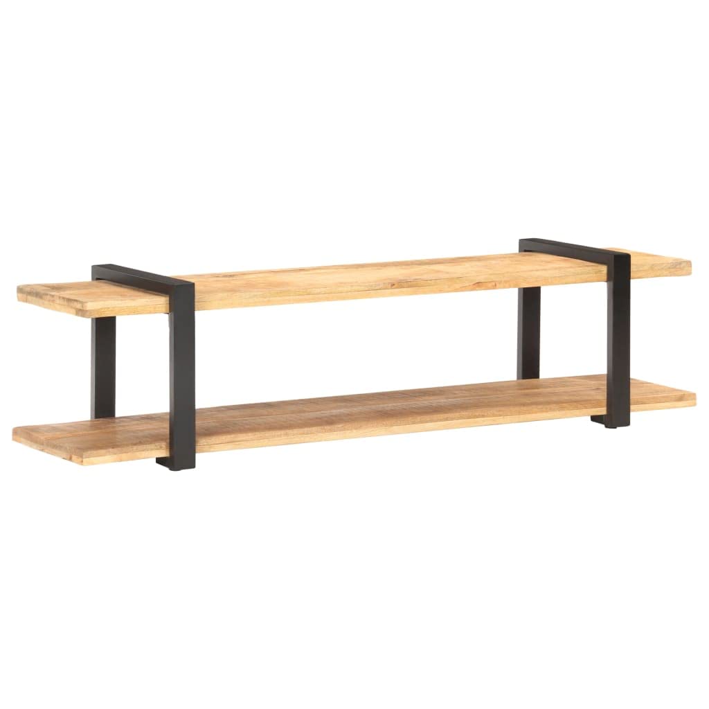 TV-Ständer, TV-Schrank, 160 x 40 x 40 cm, massives raues Mangoholz, Wohnzimmer, Media-Center, Aufbewahrungskonsole