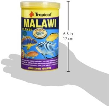 Tropical Malawi Mbuna Cichlids special flake vegetable high-protein fish food for daily feeding - 1000ml / 200g