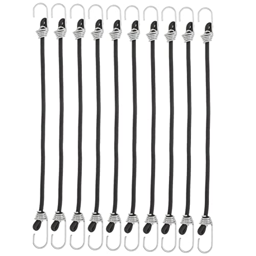 KOMBIUDA 10pcs Motorcycle Tie Down Straps Elastic Fastening Cord Straps for Cargo Bike and Luggage Heavy Duty 4mm x 23CM Fixing Straps with Hooks