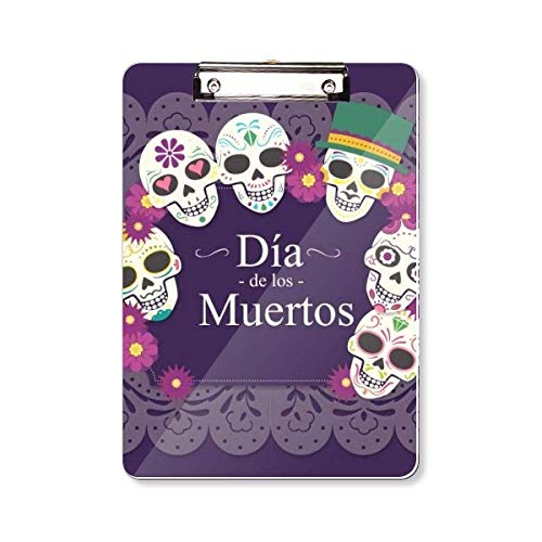 Planchette à pince motif tête de mort pour écrire debout sans table A4