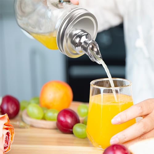 Image of Mason Jar Pour Spouts. free flow Mason Jar Pour Spouts, mason jar for spout regular mouth size 70mm dispenser germination cover. Suitable for any liquid (4 pieces stainless)